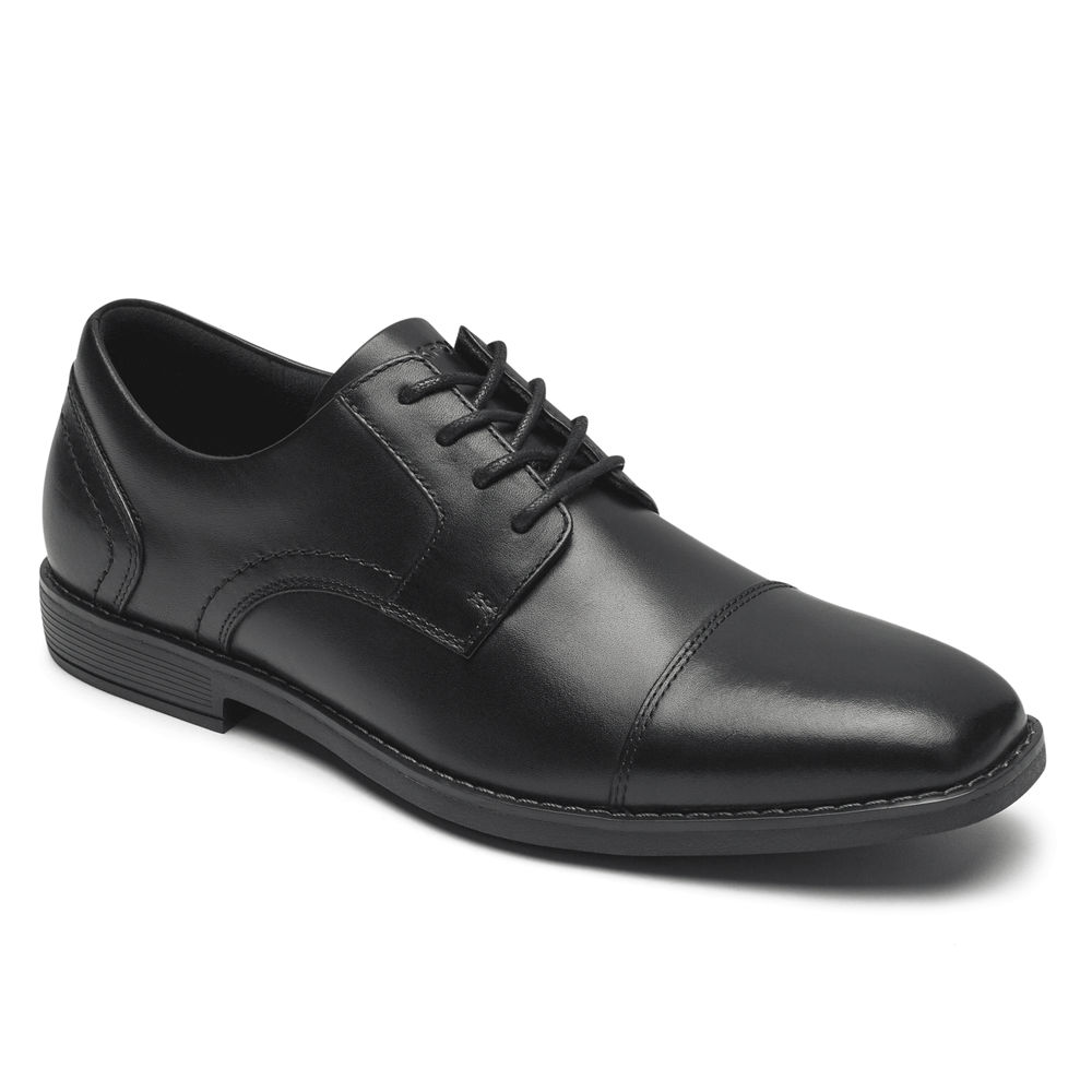 Rockport Singapore Mens Oxfords - Slayter Cap Toe Blucher Black - KA4630819